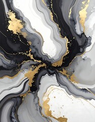 Abstract flowing design with gold accents
