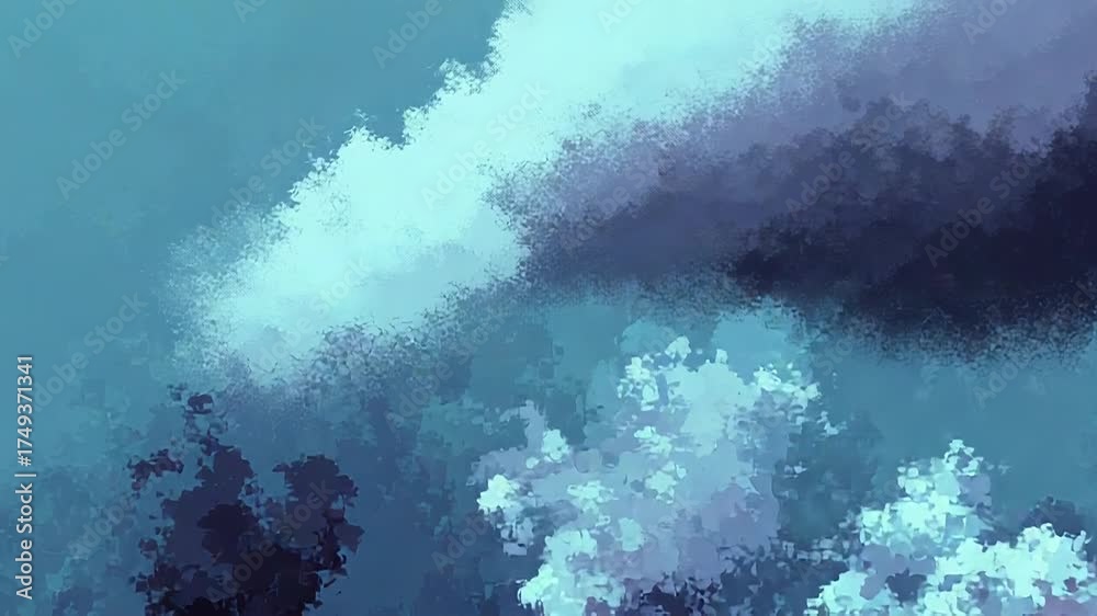 Canvas Prints abstract digital art with evolving blue cloud forms