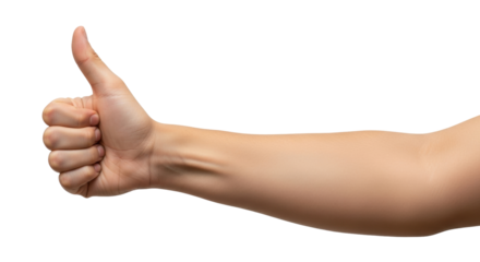 Isolated arm giving thumbs up gesture, body part sign, approval human hand expression