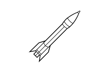 Obraz premium Simple line drawing of a rocket with fins a stark silhouette