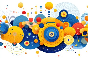 Obraz premium Fluid movement of abstract geometric patterns in bauhaus style minimalist art vibrant colors