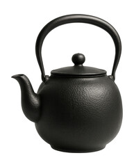Textured cast iron kettle with a curved spout, perfect for brewing tea on a gas stove.