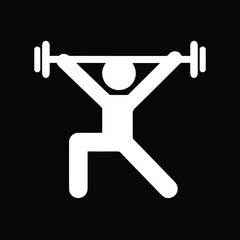 “Overhead Barbell Lift Icon – Weightlifting Silhouette for Fitness & Gym Design”