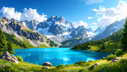 Fototapeta premium Alpine Lake Landscape