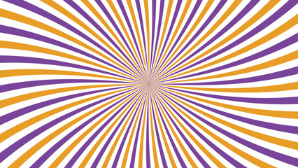 Psychedelic orange purple radial burst background abstract optical illusion pattern with curved stripes twisting from center motion concept vibrant colorful energy graphic hypnotic backdrop art