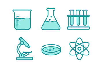 Essential chemistry and biology laboratory equipment symbols for scientific research