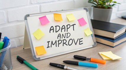 Motivational Reminder to Adapt and Improve with Colorful Sticky Notes