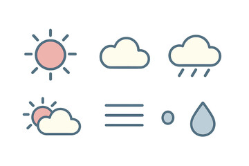 Obraz premium Simple collection of meteorological condition symbols for forecasting and climate