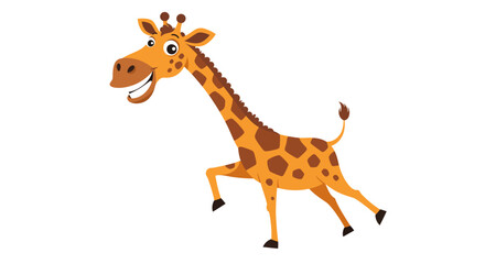 Cartoon Giraffe with Brown Spots and a Cheerful Expression.