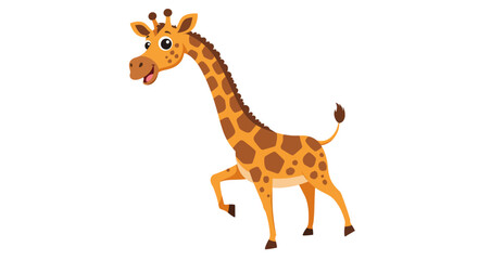 Obraz premium Cartoon Giraffe with Brown Spots and Long Neck Illustration.