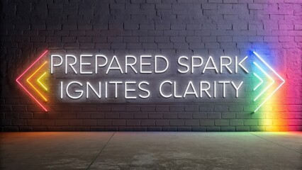 Neon Signage Featuring Prepared Spark Ignites Clarity on Wall