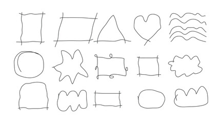Hand-Drawn Sketchy Shape Doodle Set: Scribble Frames, Abstract Outlines, and Simple Geometric Figures for Design, Education, and Creative Overlays