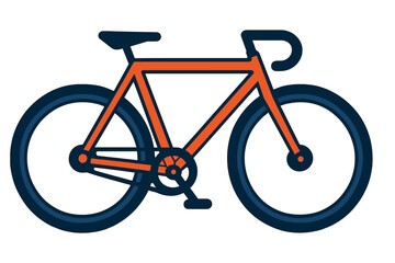 Fototapeta premium Stylized classic road bicycle with orange frame and dark blue wheels