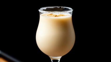 Creamy Cocktail with Sugar Rim on Black Background, Elegant Alcoholic Drink for Special Occasions, Sophisticated Beverage Concept, Close Up