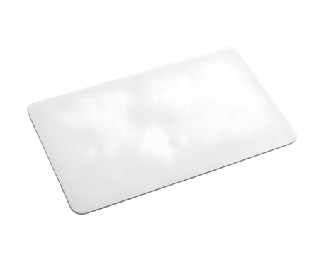 Blank white plastic card isolated on transparent background, perfect for customization and design mockups
