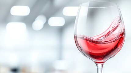 Close-up of Red Wine Swirling in Glass with Blurred Background, Fine Dining, Wine Tasting, Celebration, Elegant Beverage, Gourmet Experience