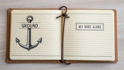Notebook with Anchor Illustration and Motivational Quote on Page
