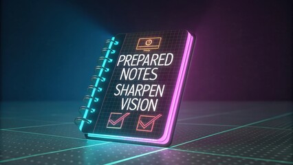 Neon Notebook with Prepared Notes and Checking Solutions on Cover
