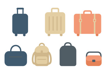 Diverse collection of travel luggage rolling suitcases duffel bags and backpacks