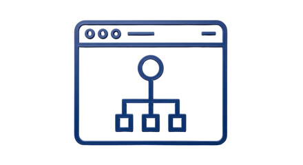 Isolated hierarchy flowchart diagram icon, a visual scheme of processes and connections