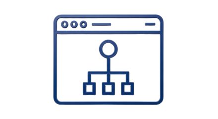 Isolated hierarchy flowchart diagram icon, a visual scheme of processes and connections