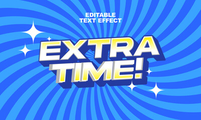 extra time text effect blue and white color editable