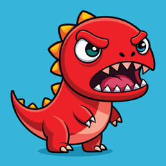 Fototapeta premium Angry Cartoon Dinosaur Vector Illustration Roaring with Sharp Teeth