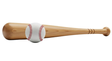 Isolated baseball bat and baseball against a plain background for sports imagery design