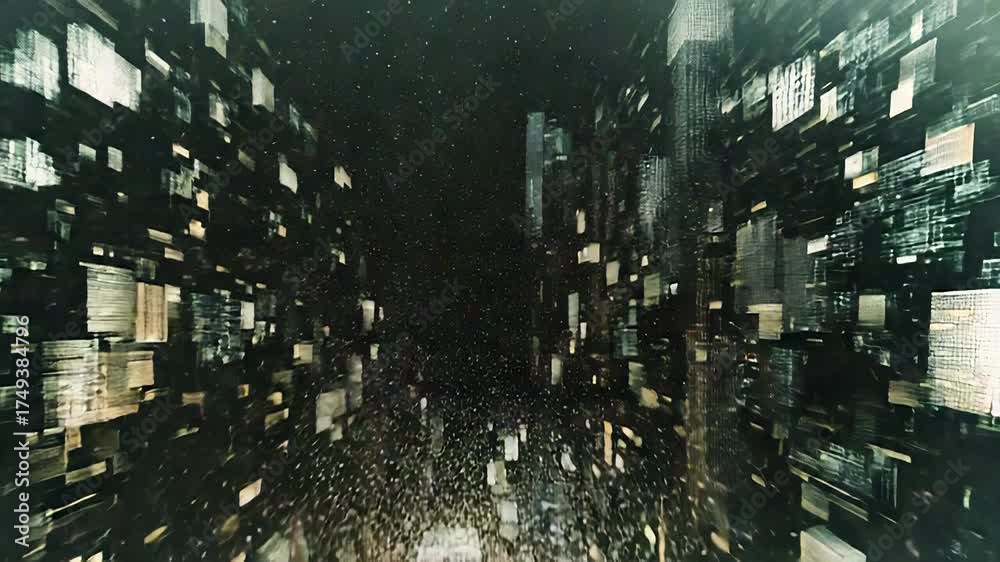 Canvas Prints destroying city particle explosion abstract digital art