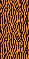 Wild safari inspired zebra stripe print in rich orange and dark brown tones, seamless animal fur pattern for textiles, fashion, backgrounds, wallpaper, wrapping paper, natural wildlife texture design