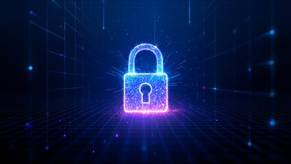 Digital Lock Cybersecurity Matrix Background