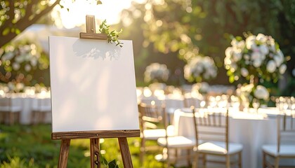 Blank easel in garden setting