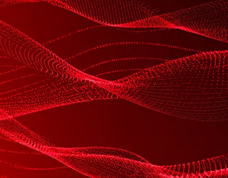 Abstract background of red flowing dotted lines and waves