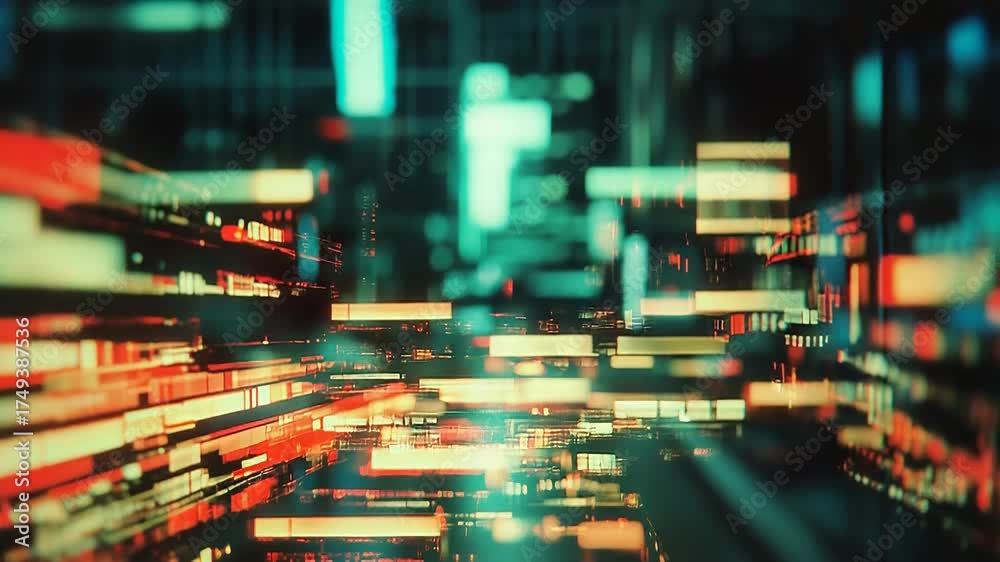 Wall mural digital data streaming in abstract cyberspace network