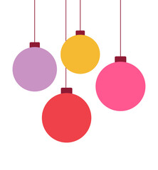 Christmas balls hanging ornaments. PNG illustration on transparent background.