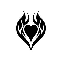 Heart surrounded by flames art on transparent background