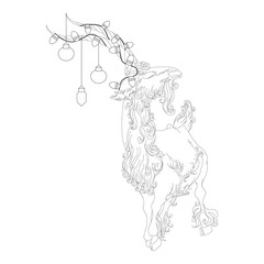 Festive llama adorned with twinkling christmas lights standing in a winter wonderland scene. winter wonderland scenes