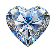 Fototapeta premium Dazzling Heart Shaped Diamond with Brilliant Facets and Blue Center Gemstone isolated on a transparent background