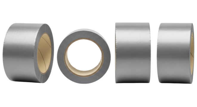 Isolated rolls of gray duct tape set against a clean backdrop ready for creative use