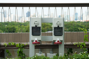 Power plug installed on the wall waiting for 3-phase electricity supply(PHOTO)