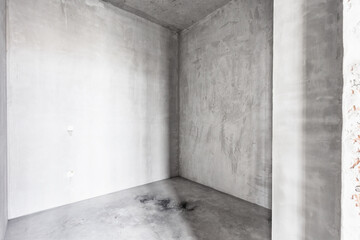 nterior of the apartment without decoration in gray colors