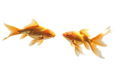 Fototapeta premium Golden Fish Flying Through Clouds, isolated on transparent background