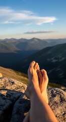 Relaxing Feet Above Mountain Vista - A Moment of Tranquility.