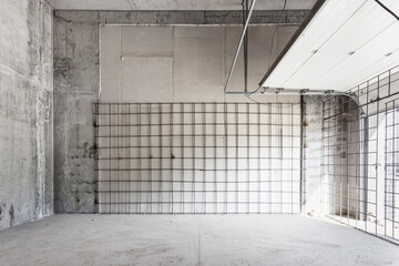 nterior of the apartment without decoration in gray colors