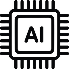 AI Chip Icon With Pins artificial intelligence processor