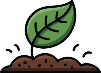 Green Sprout Growing from Soil with Leaf seedling plant