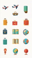 Collection of travel and transportation icons for your next adventure