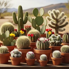 Diverse Cactus Collection - A Desert Garden Showcase.