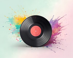 Vinyl Record with Splash – Music Motion Concept