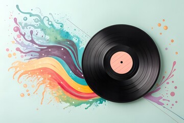 Vinyl Record with Splash – Music Motion Concept